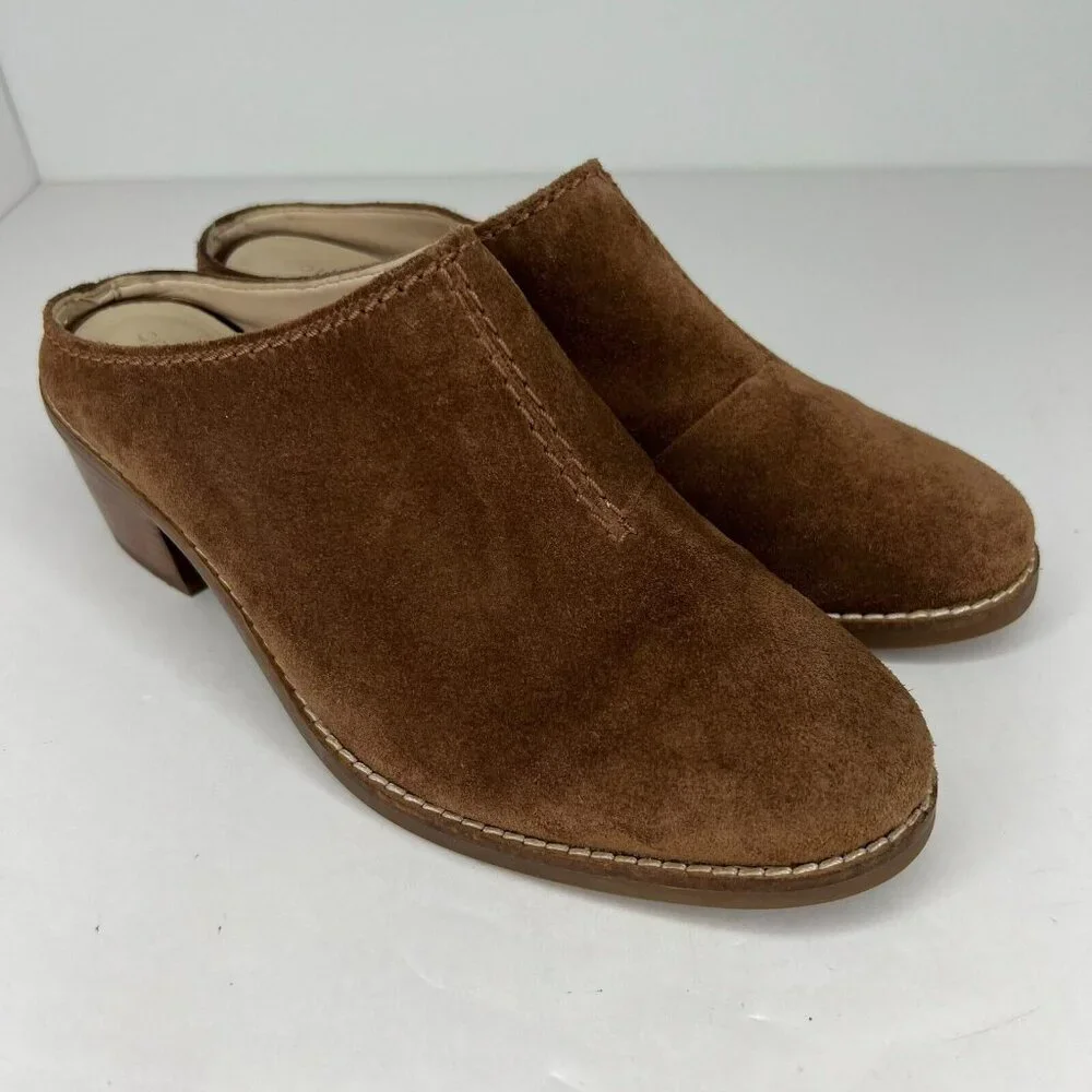 Cole Haan Womens W14844 Brown Faux Suede Block Heel Size 7 Slip-On Mules - Picture 2 of 11